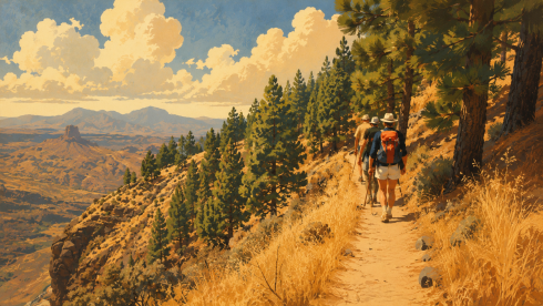 Wanderweg nähe Mirador Degollada de las Palomas mit Roque Nublo und Teide